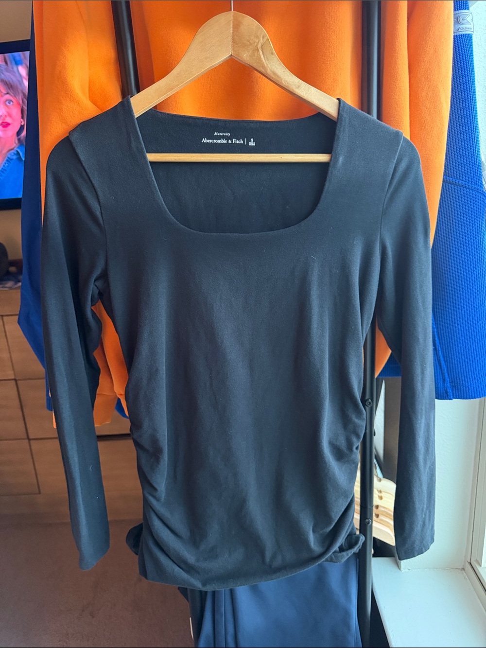 Abercrombie & Fitch Black Scoop Neck Long Sleeve Top